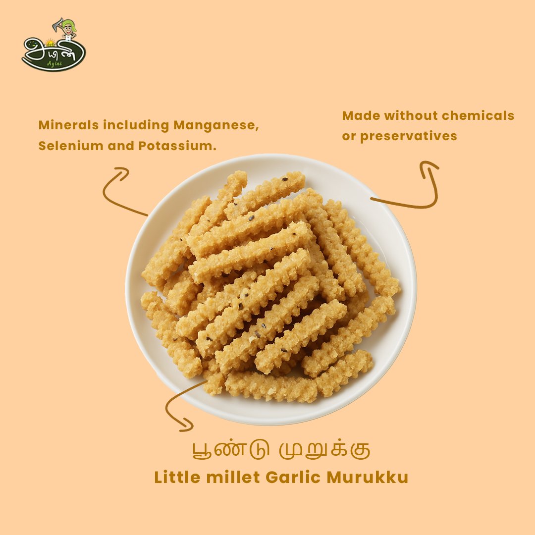 Little millet Garlic Murukku / Saamai Poondu Murukku