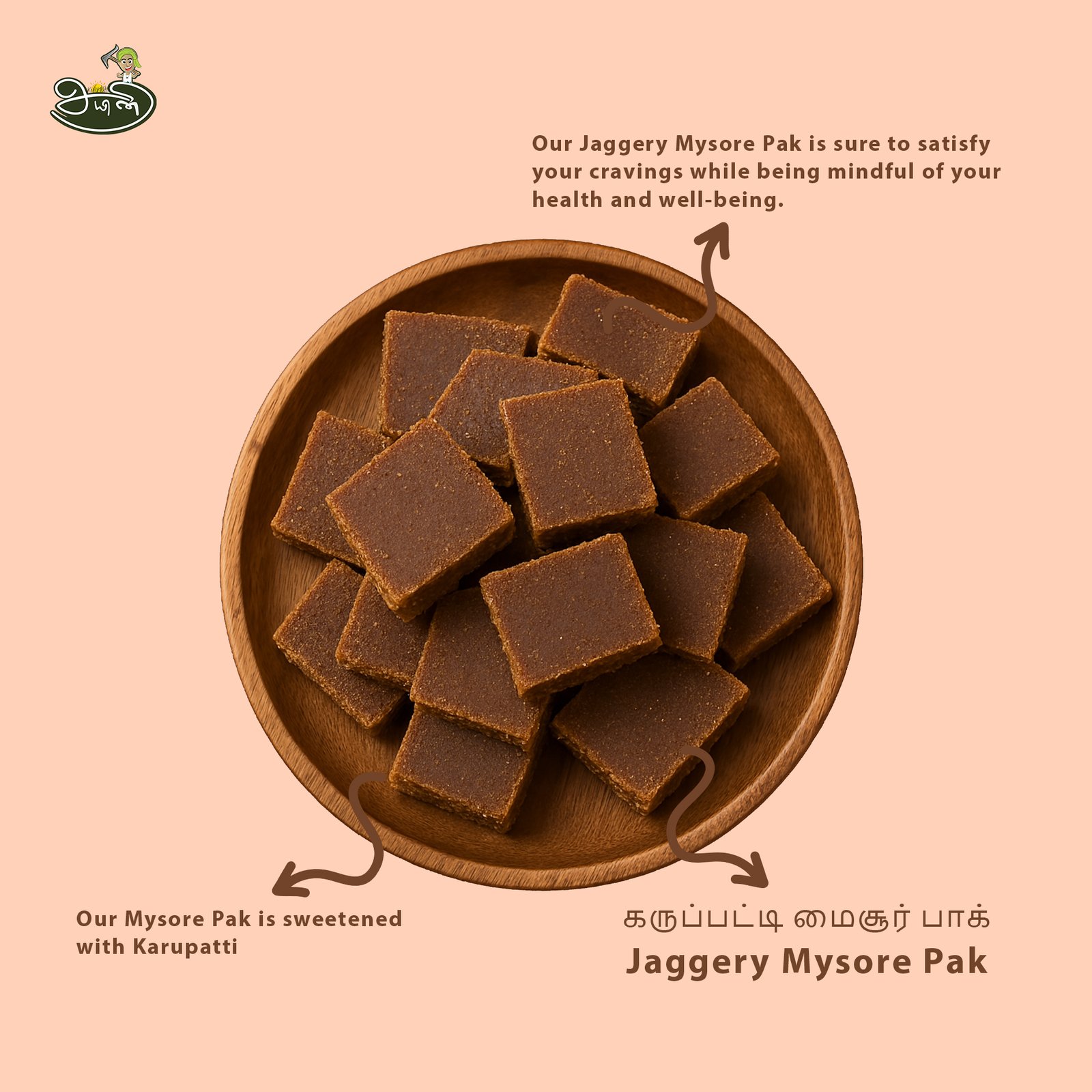 Palm Jaggery mysore pak / karupatti Mysore Pak