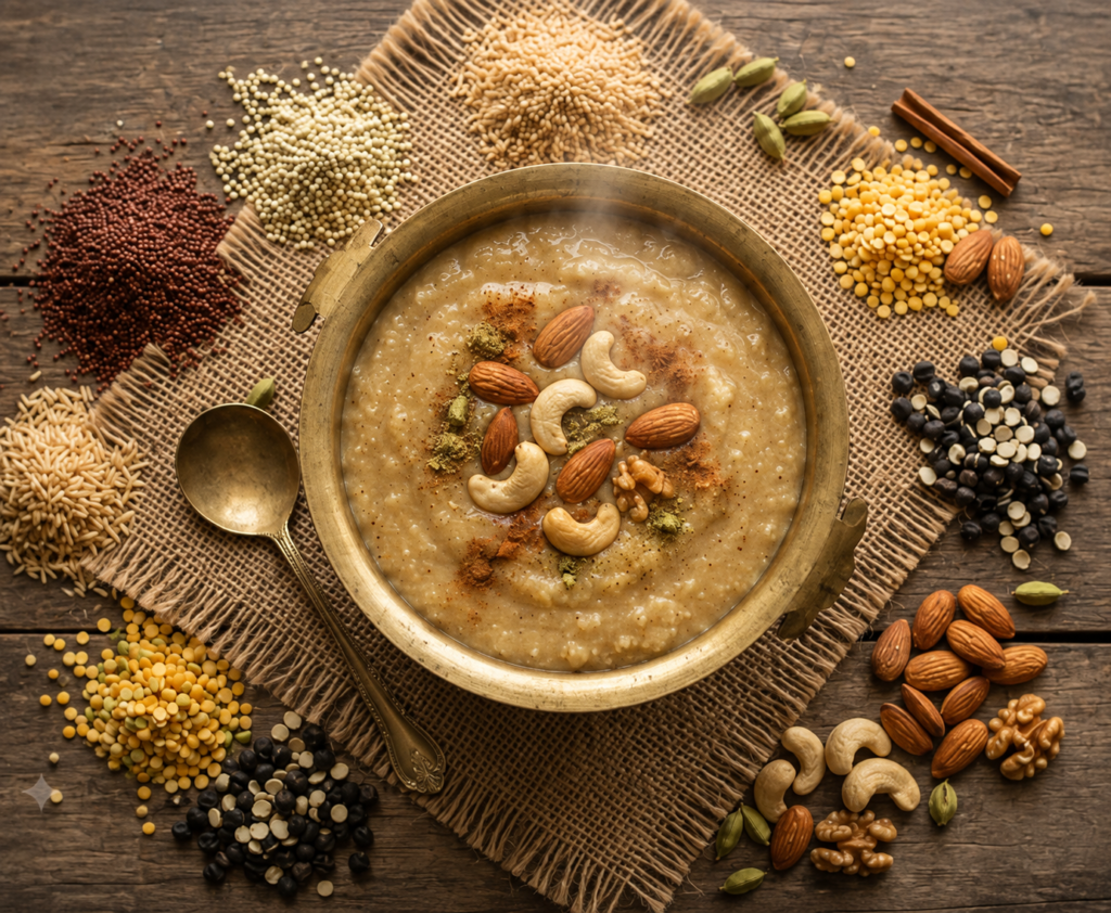 Sprouted Multigrain Healthmix (Mulaikattiya Sathu Maavu): A Traditional Grain Blend in a Jar